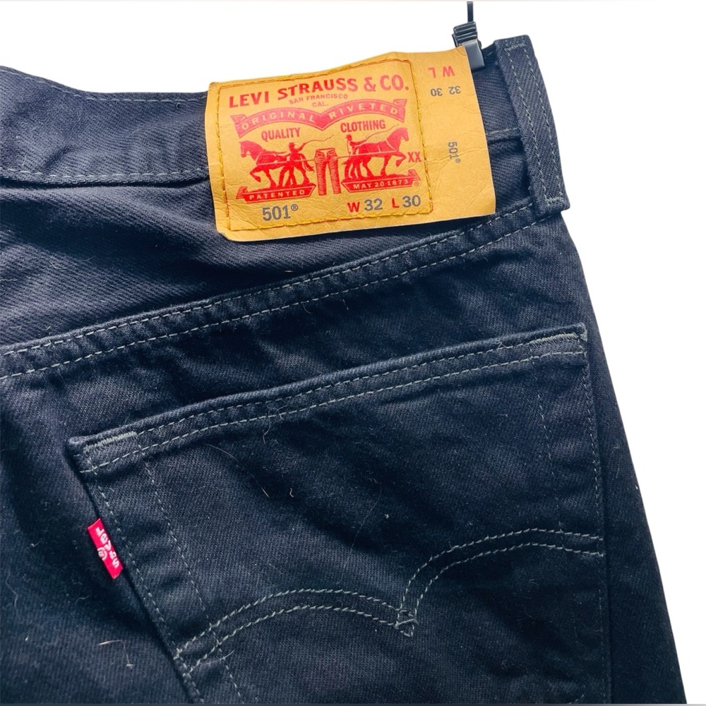 Levi's 501 Black Straight Jeans with Leather Patch